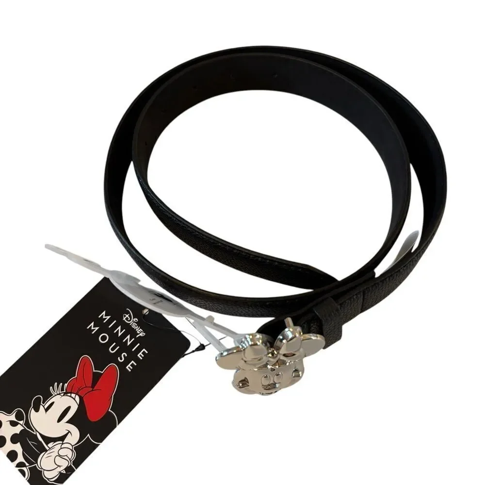 Disney Black Belt with Good Sized Silver Toned Minnie Mouse Buckle.